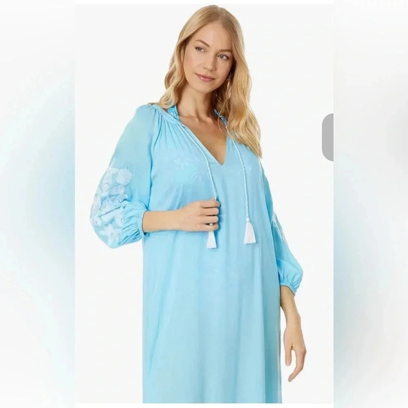 NWT Lilly Pulitzer Cheree Seashell Maxi Celestial Blue Cover-Up XXS - XS - Picture 3 of 8